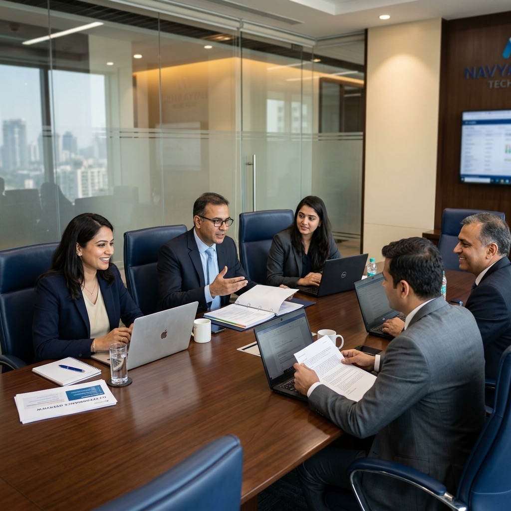 MahaTejas ManTech team in corporate boardroom meeting